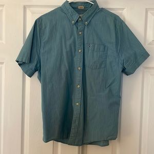 Hollister men XL short sleeve button down aqua blue shirt